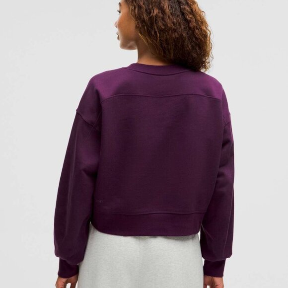 NWT Lululemon Perfectly Oversized Cropped Crew French Terry Dramatic Magenta Sz4 - Picture 4 of 8